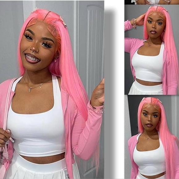 22” Pink STRAIGHT Women's LACE FRONT WIGNEW